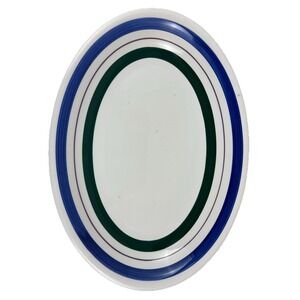 Furio Oval Pasta Bowl Striped Serving Dish Large White Blue Green ~16" Platter